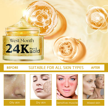 West Month 24k Pure Gold Collagen Face Cream, Lighten Lines Brighten Skin, Firm And Anti-wrinkle Cream hussains