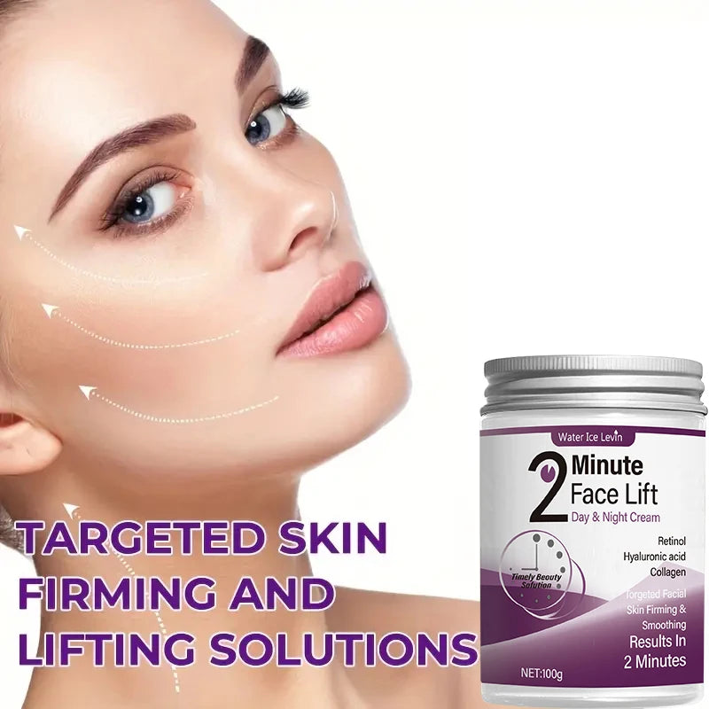 2 Minutes Facial Lifting Day and Night Cream Contains Retinol, Hyaluronic Acid and Collagen - Moisturizing Lotion Suitable for All Light Skin Tone, No Fragrance, Absorption of 2 Minutes