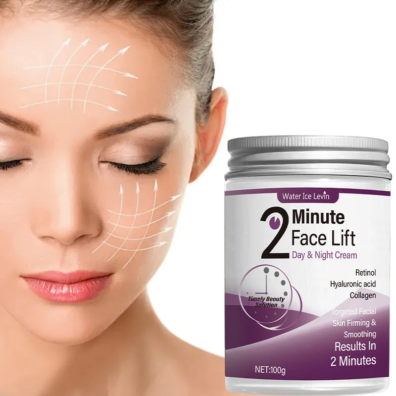 2 Minutes Facial Lifting Day and Night Cream Contains Retinol, Hyaluronic Acid and Collagen - Moisturizing Lotion Suitable for All Light Skin Tone, No Fragrance, Absorption of 2 Minutes