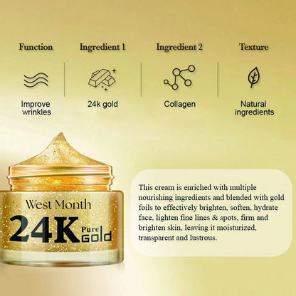 West Month 24k Pure Gold Collagen Face Cream, Lighten Lines Brighten Skin, Firm And Anti-wrinkle Cream hussains